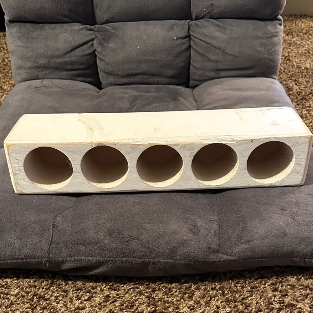 White Wooden Candle Holder - Picture 3 of 4